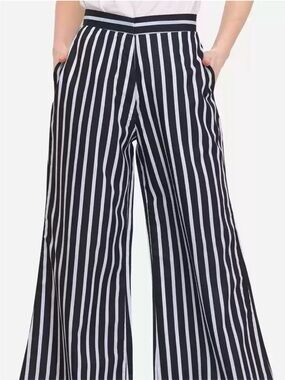H&M Black and White Vertical Stripe Wide Leg Pants